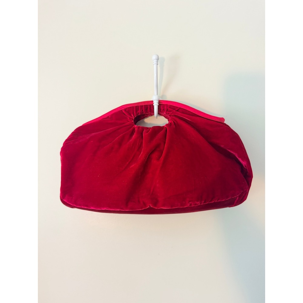 Holly in Hanoi Red Velvet Handbag Clutch Pleated Purse Handmade Vietnam Y2K